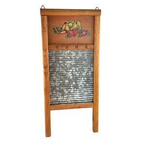 Decorative Retro Wooden Washboard Wall Decor Vintage 80s-90s Kitchen Art Piece